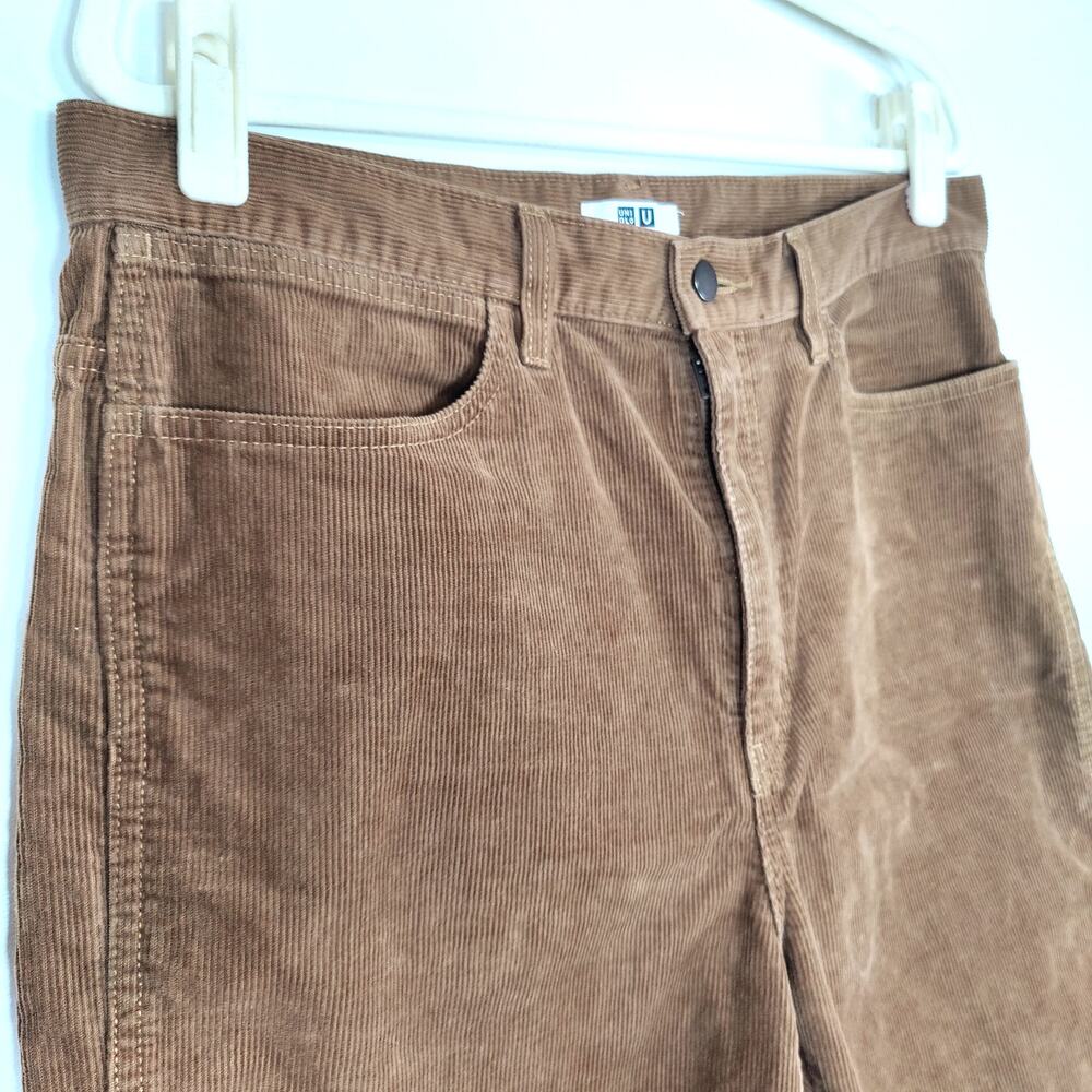 UNIQLO U Corduroy Straight Leg Pants Brown 33 Men's Women's Unisex - Picture 2 of 8